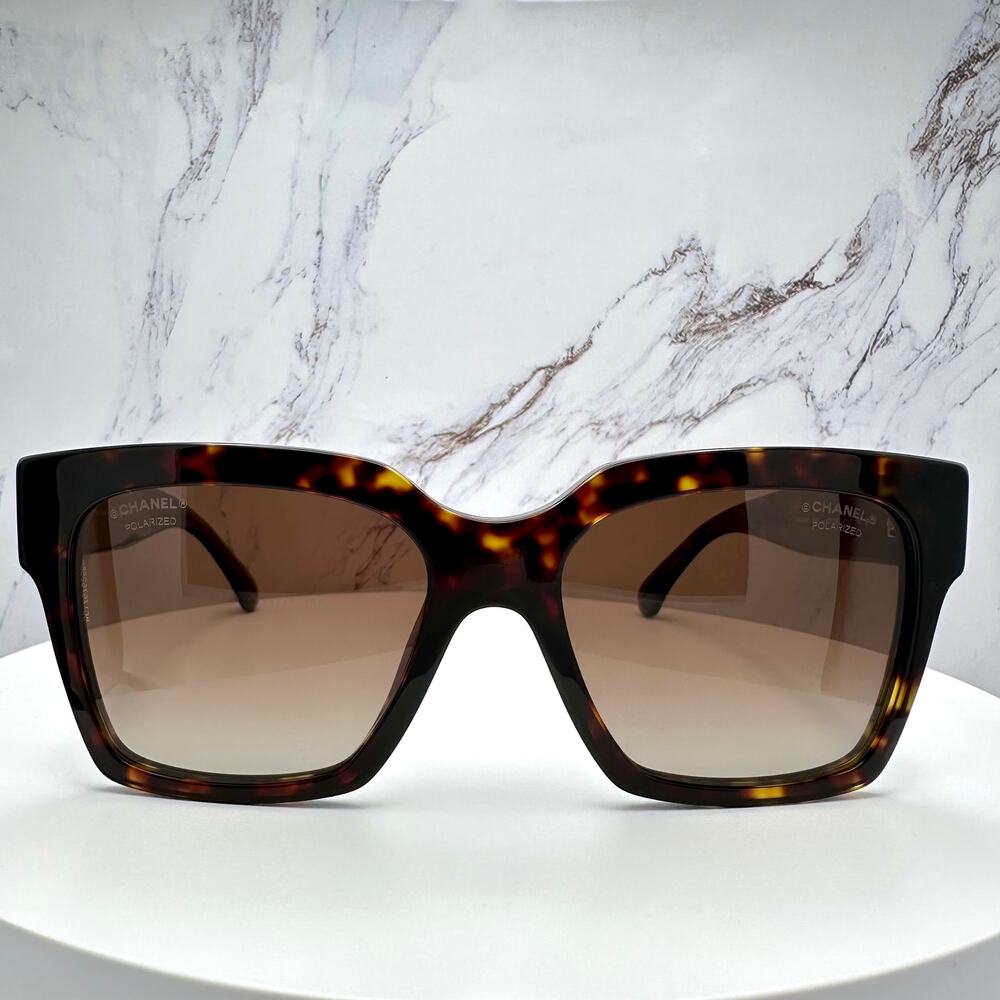 New CHANEL Sunglasses Brown Butterfly Gold Polarized Brown Lens - Picture 2 of 16